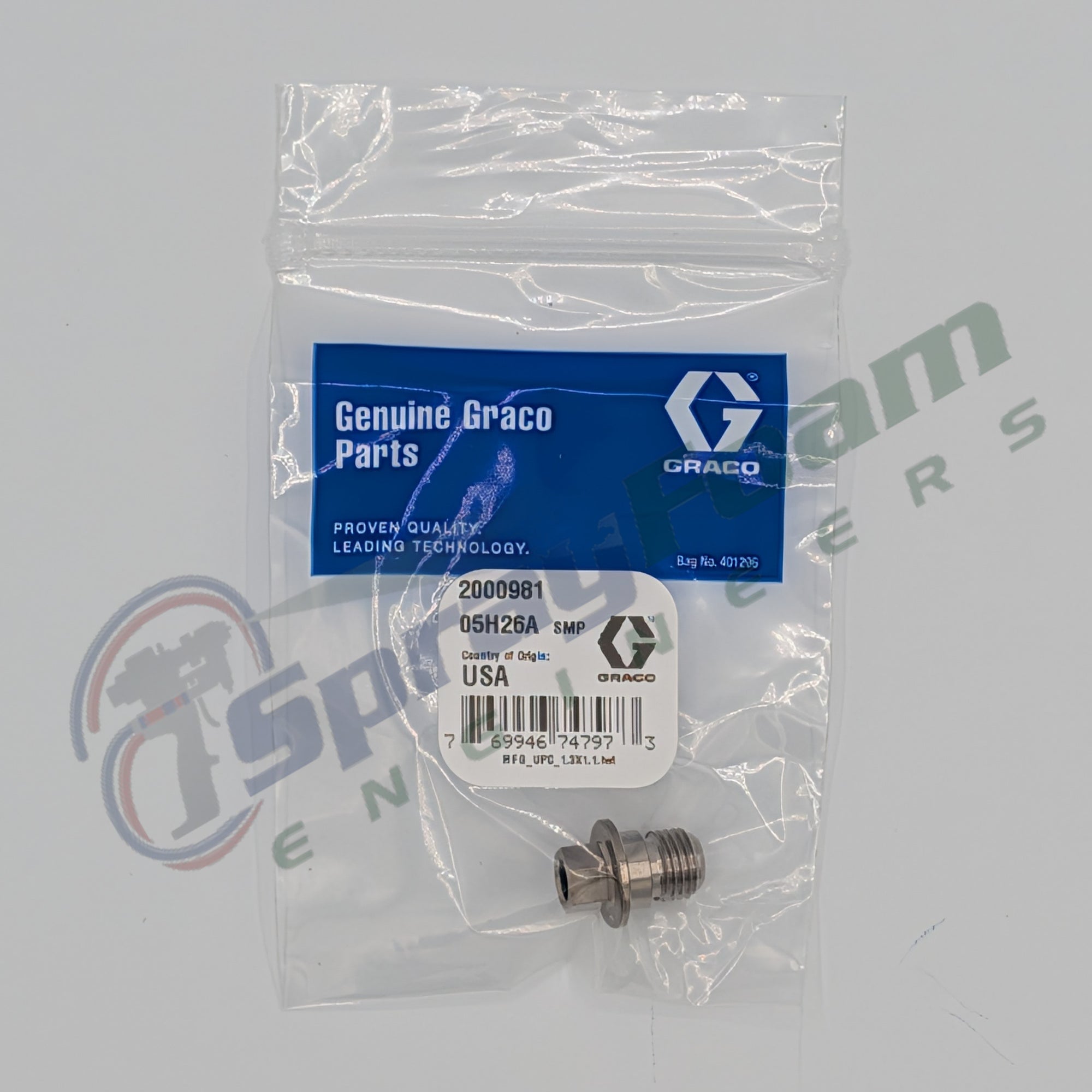 Fusion FX muffler kit, breather plug, Graco Part 2000981