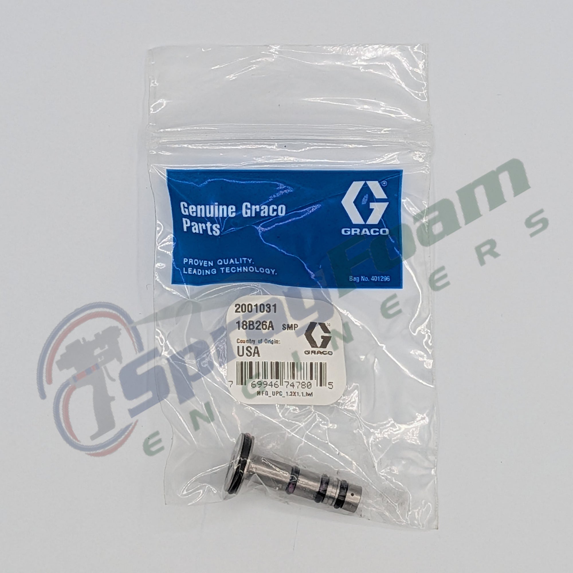 Fusion FX spray gun dosing piston kit, Graco Part 2001031