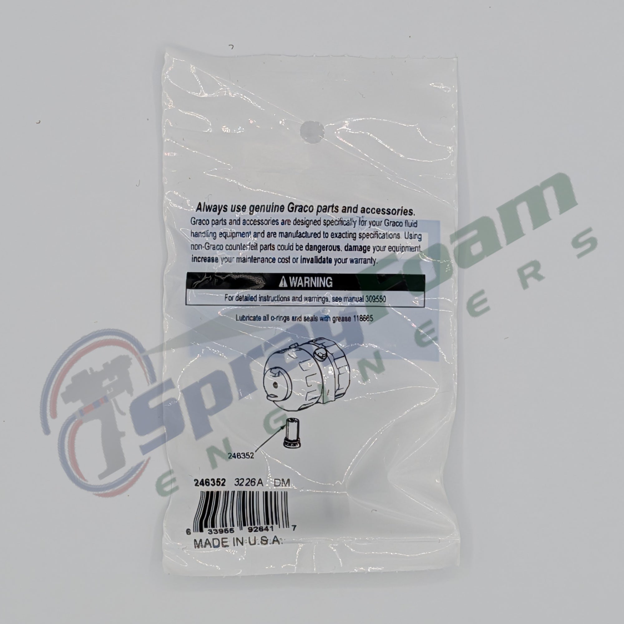 'B' side Check Valve for Fusion AP and Fusion PC, Graco Part 246352