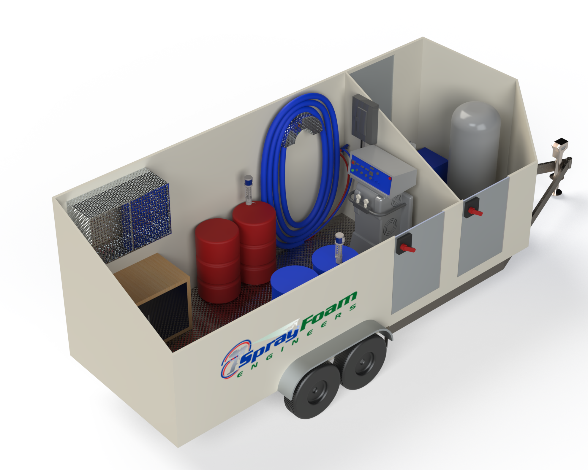 Graco GH2 Reactor spray foam rig with Graco AP Fusion gun, 30 kW diesel generator, and 7'x20' trailer