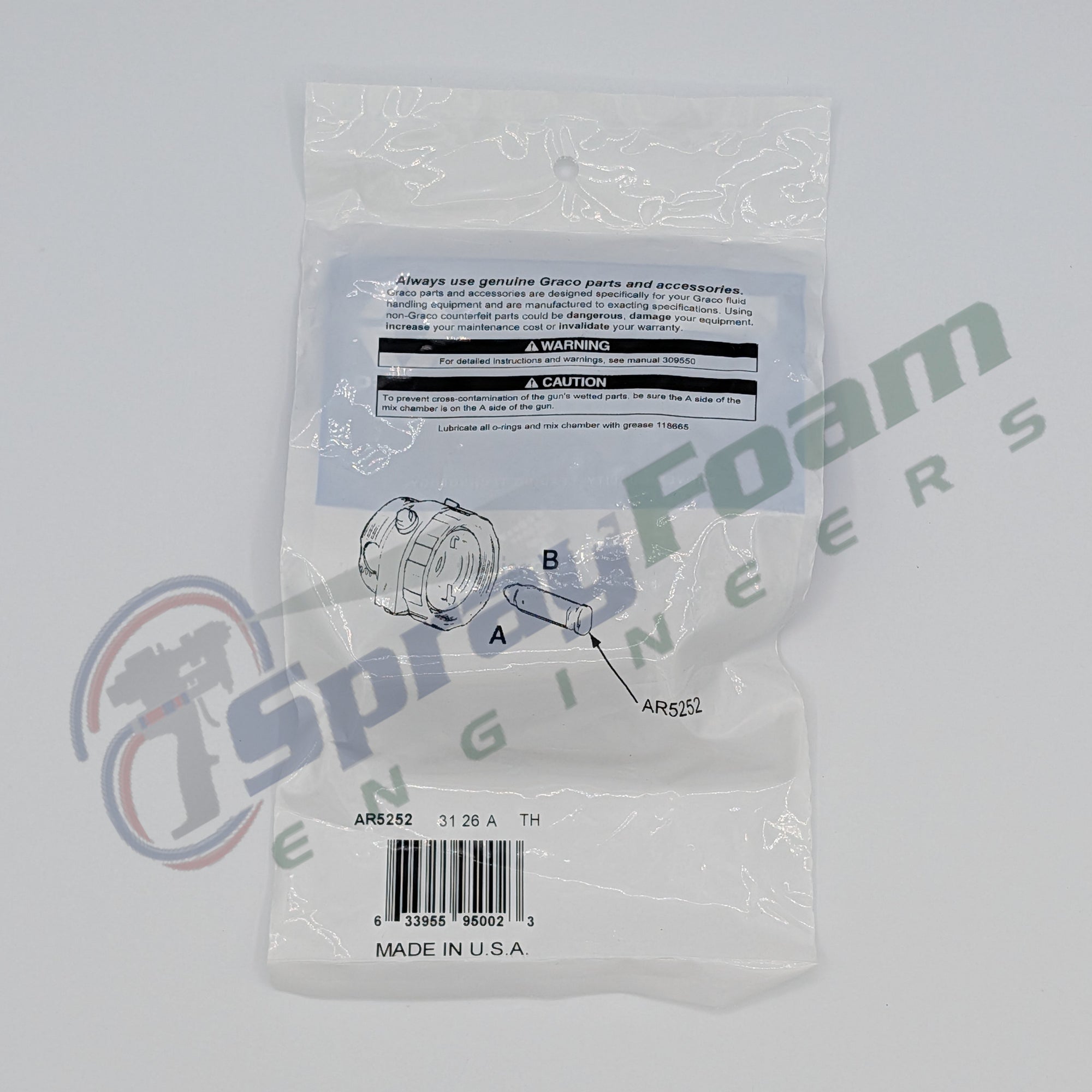 Mixing Chamber - 0.052 orifice size (02) for Fusion AP, Graco Part AR5252