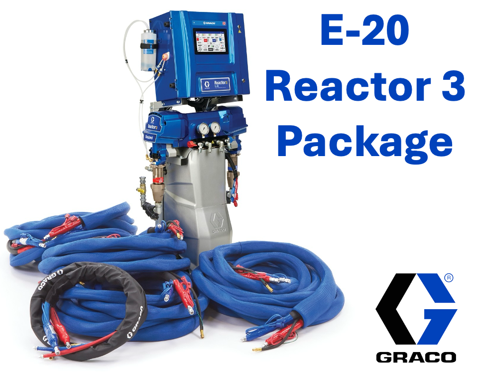 Graco E20 spray foam rig with Graco AP Fusion gun, 15 kW gas generator, and 7'x16' trailer