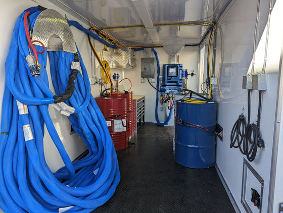 Graco E30 Reactor 2 spray foam rig with Graco AP Fusion gun, 25 kW diesel generator, and 7'x20' trailer