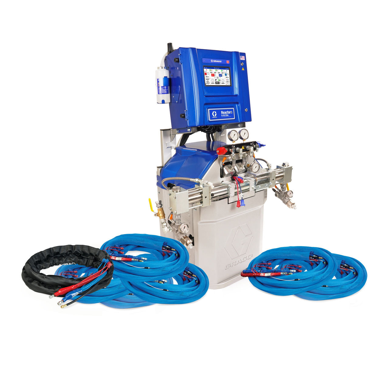 Reactor 3 H-50 Elite Tier Spray Foam Proportioner Package, 300 ft External Heated Hose, 20 ft Xcelerator Whip Hose, 230V, Graco Part EHR377