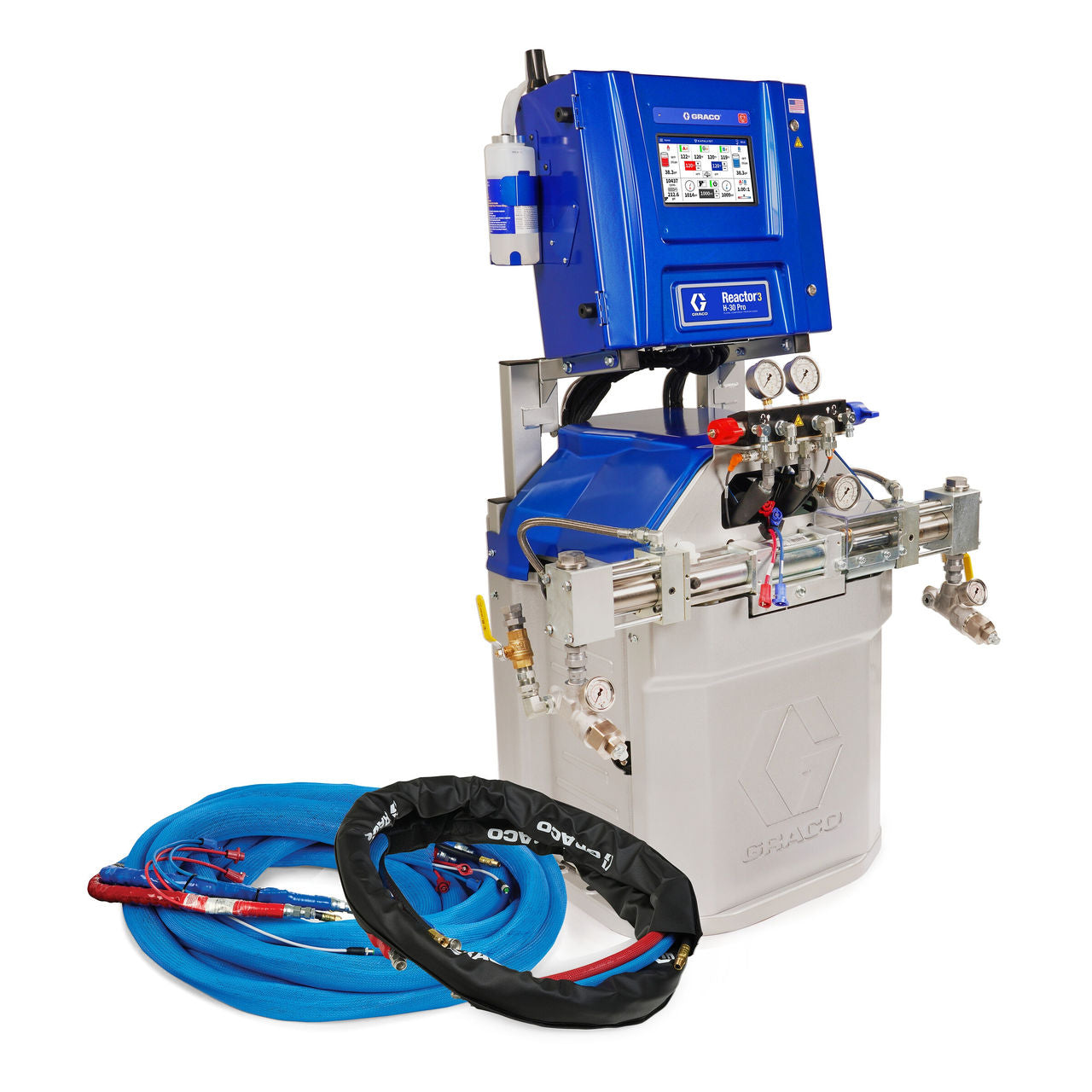 Reactor 3 H-30 Pro Tier Spray Foam Proportioner Package, 50 ft External Heated Hose, 10 ft Xcelerator Whip Hose, 60 Hz, Graco Part ESR355
