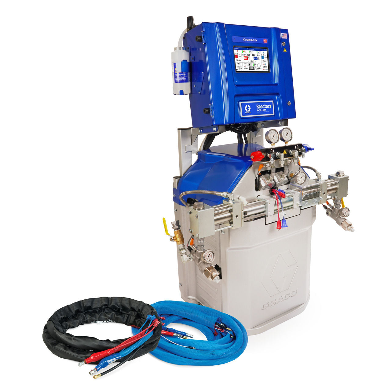 Reactor 3 H-30 Elite Tier Spray Foam Proportioner Package, 50 ft External Heated Hose, 20 ft Xcelerator Whip Hose, 60 Hz, Graco Part ESR357