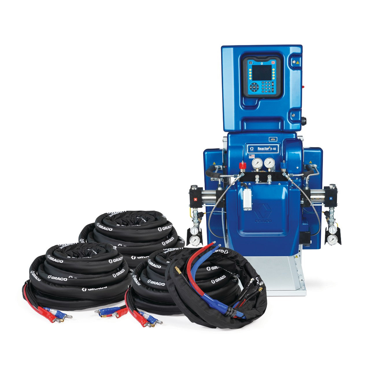 Reactor 2 H-40 Elite Proportioner Package, 300 ft Internal Heated Hose, 20 ft Whip, 20 kW, 230 V, 3 PH, Graco Part IHH144