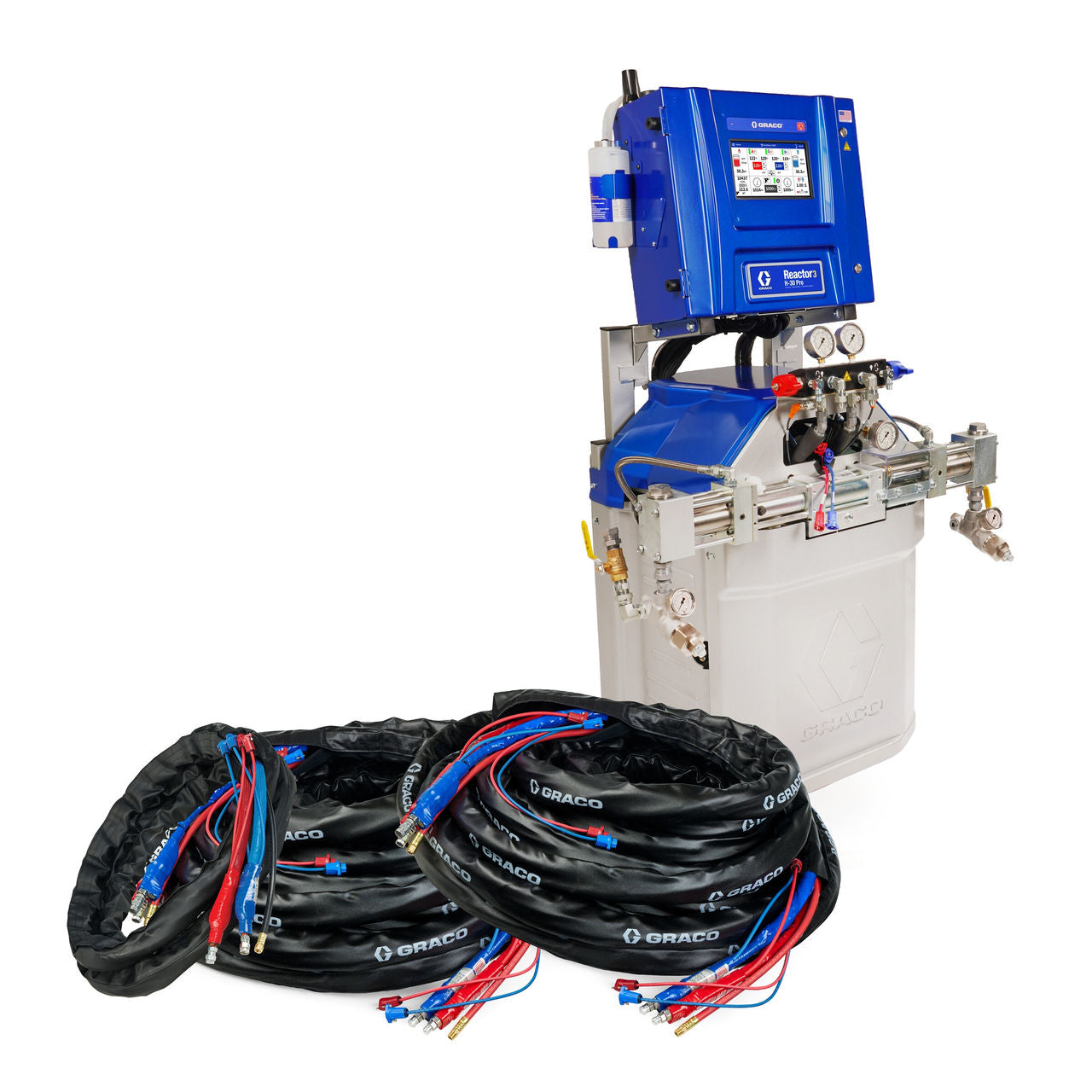 Reactor 3 H-30 Pro Tier Spray Foam Proportioner Package, 200 ft Internal Heated Hose, 20 ft Xcelerator Whip Hose, 60 Hz, Graco Part IHR355