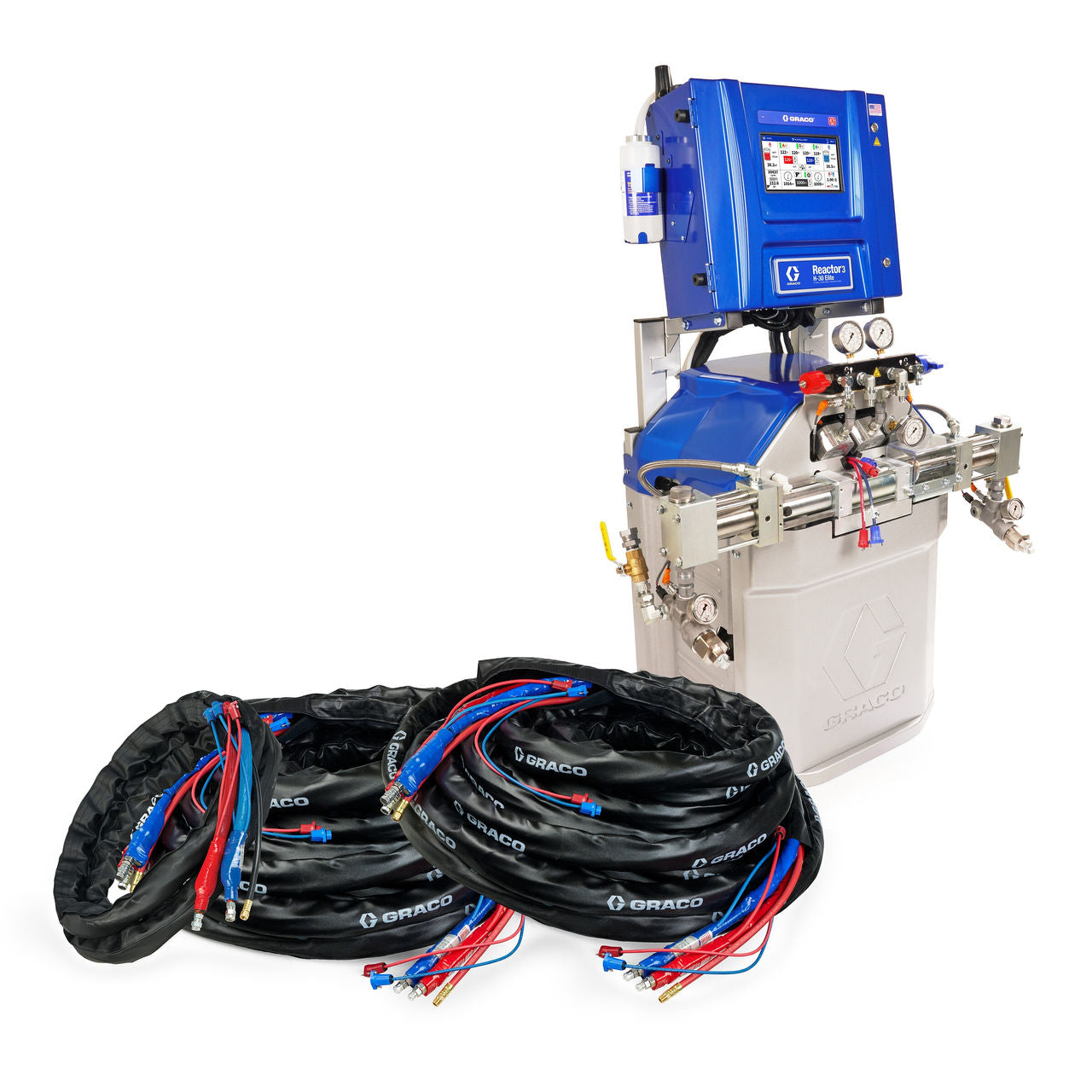 Reactor 3 H-30 Elite Tier Spray Foam Proportioner Package, 200 ft Internal Heated Hose, 20 ft Xcelerator Whip Hose, 60 Hz, Graco Part IHR357