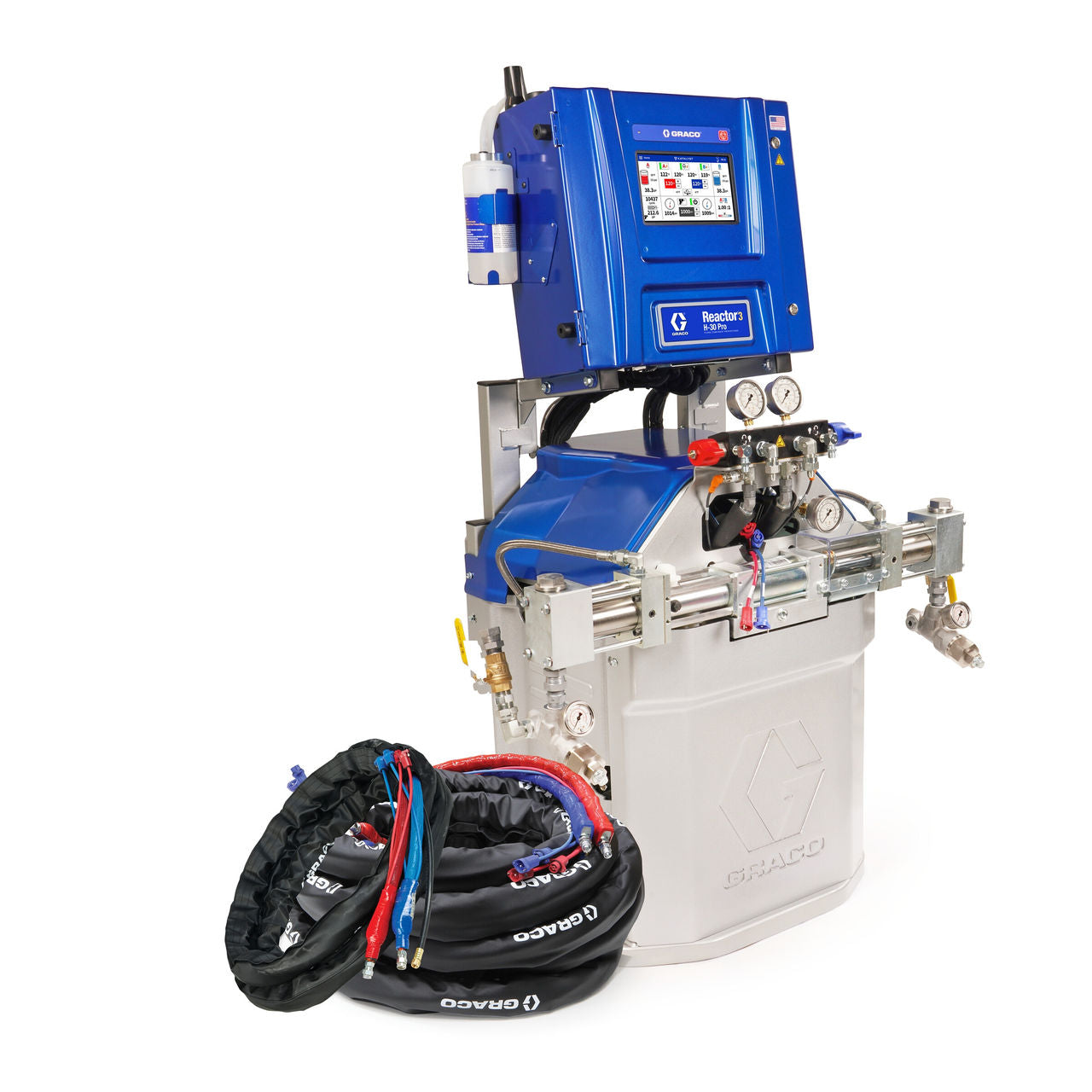 Reactor 3 H-30 Pro Tier Spray Foam Proportioner Package, 50 ft Internal Heated Hose, 20 ft Xcelerator Whip Hose, 60 Hz, Graco Part ISR355