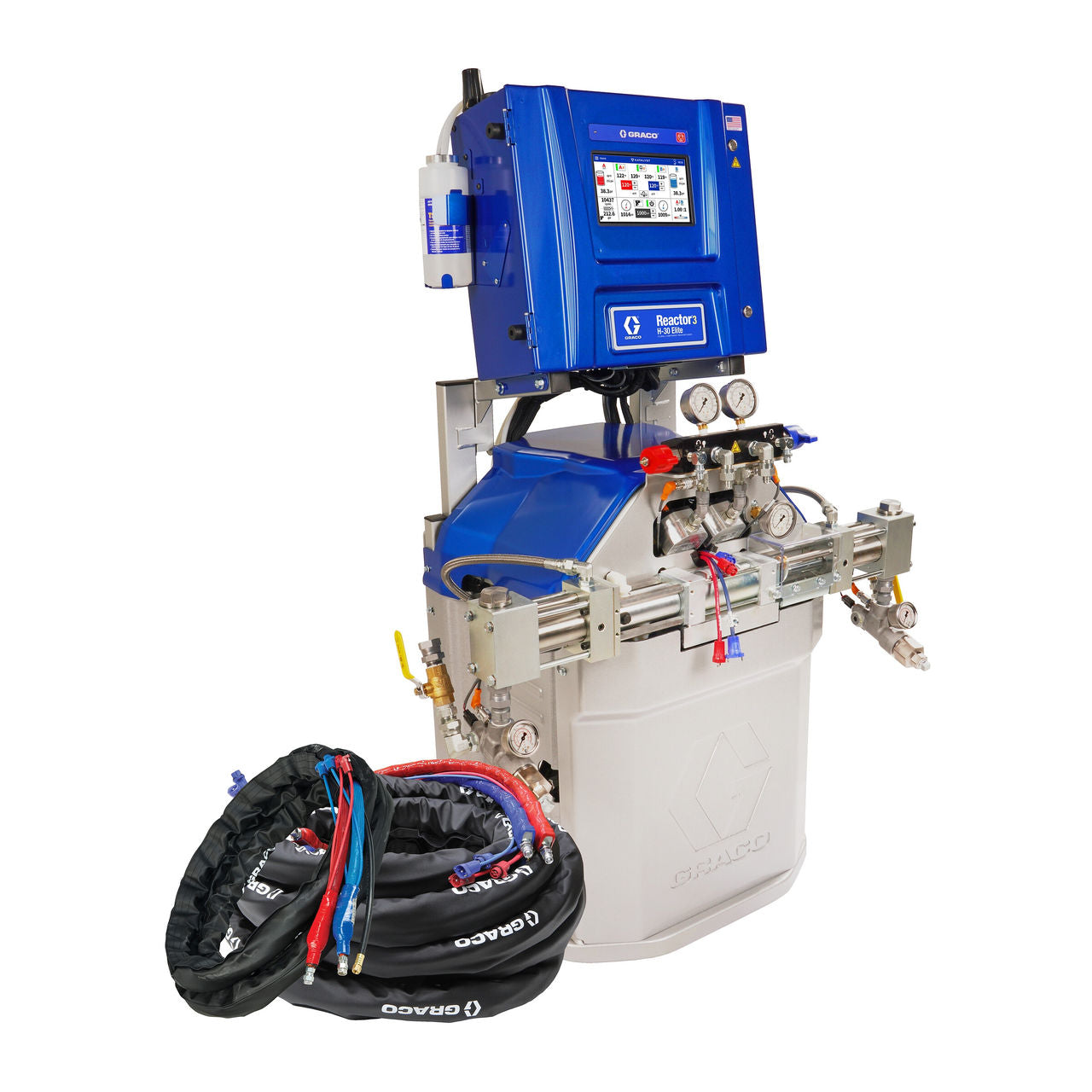 Reactor 3 H-30 Elite Tier Spray Foam Proportioner Package, 50 ft Internal Heated Hose, 20 ft Xcelerator Whip Hose, 60 Hz, Graco Part ISR357