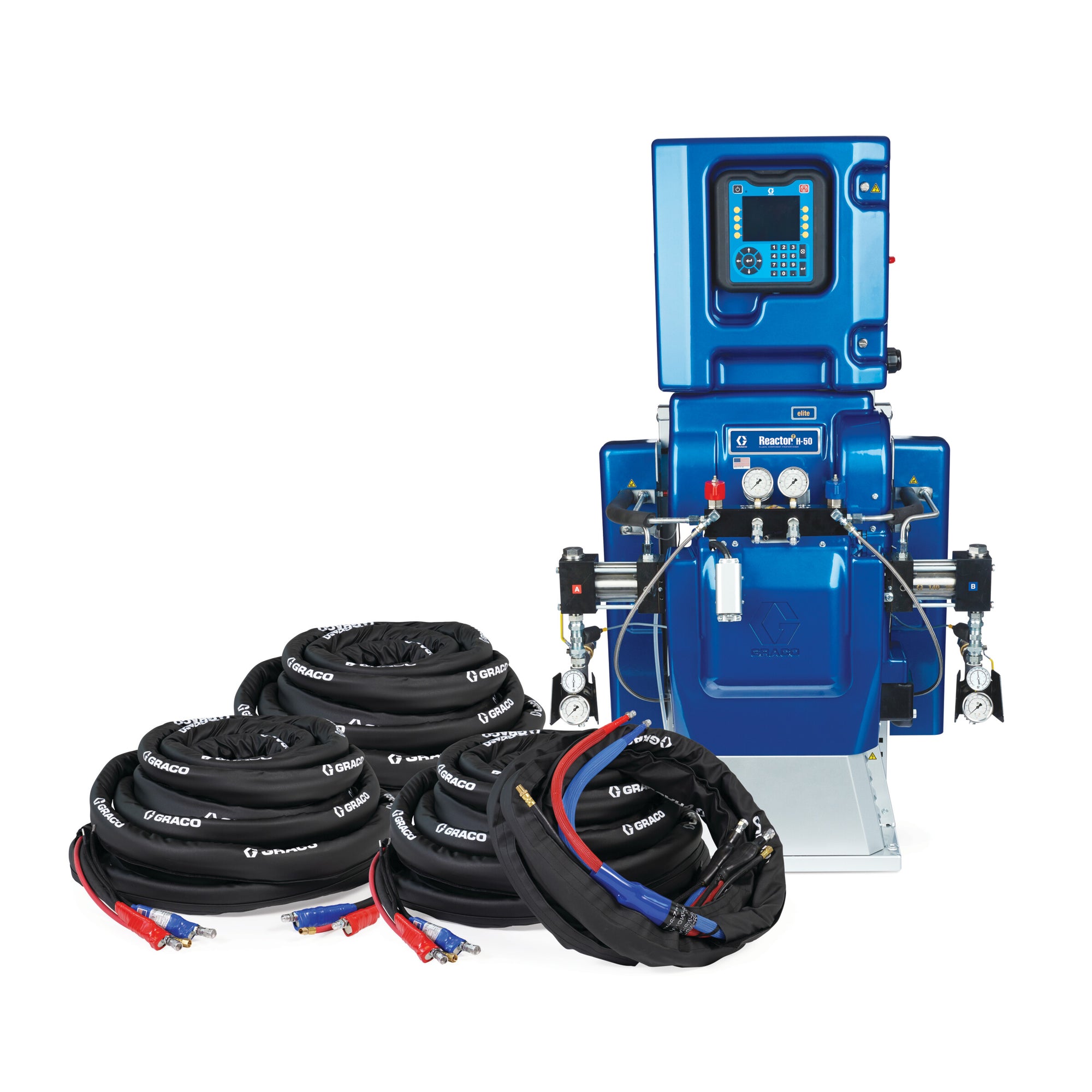 Reactor 2 H-50 Elite Proportioner Package, 300 ft Internal Heated Hose, 20 ft Whip, 20 kW, 400 V, 3 PH, Graco Part IHH156