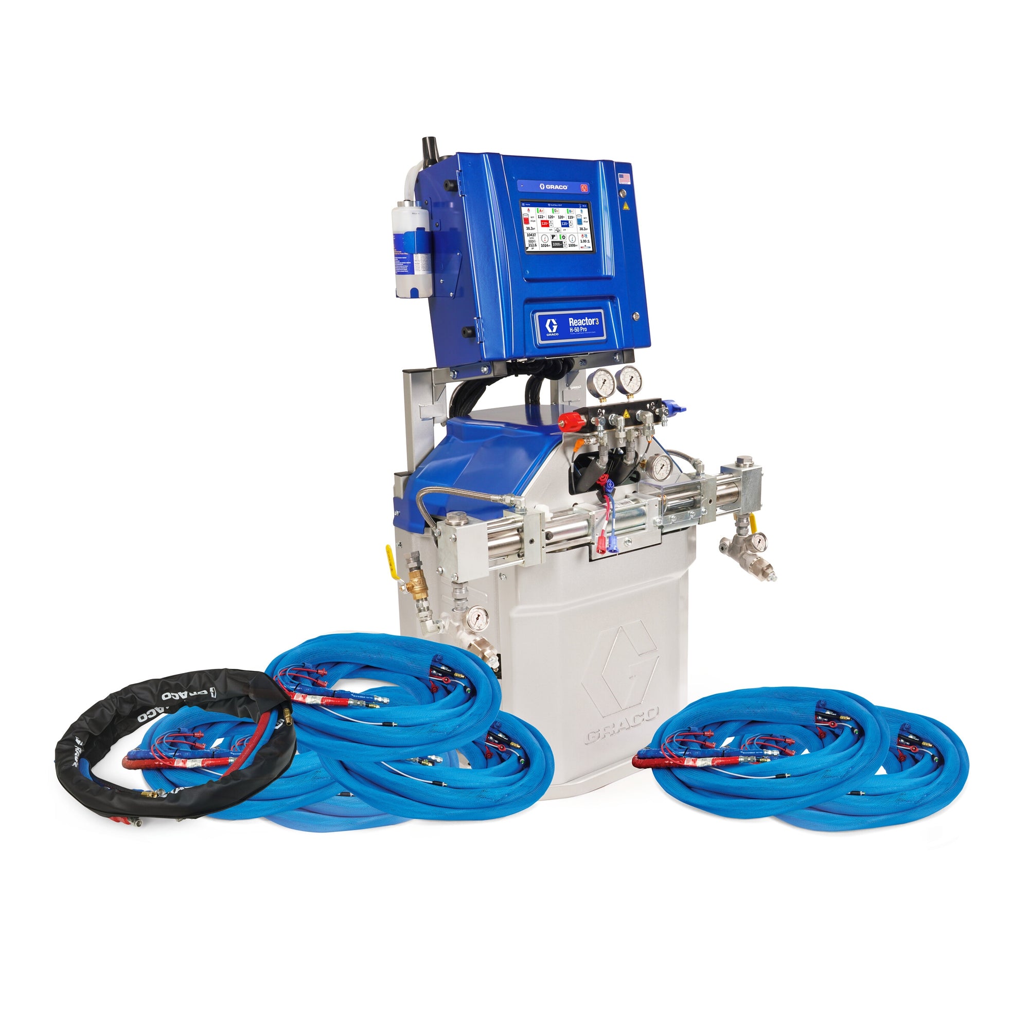 Reactor 3 H-50 Pro Tier Spray Foam Proportioner Package, 300 ft External Heated Hose, 10 ft Xcelerator Whip Hose, 230V, Graco Part EHR375