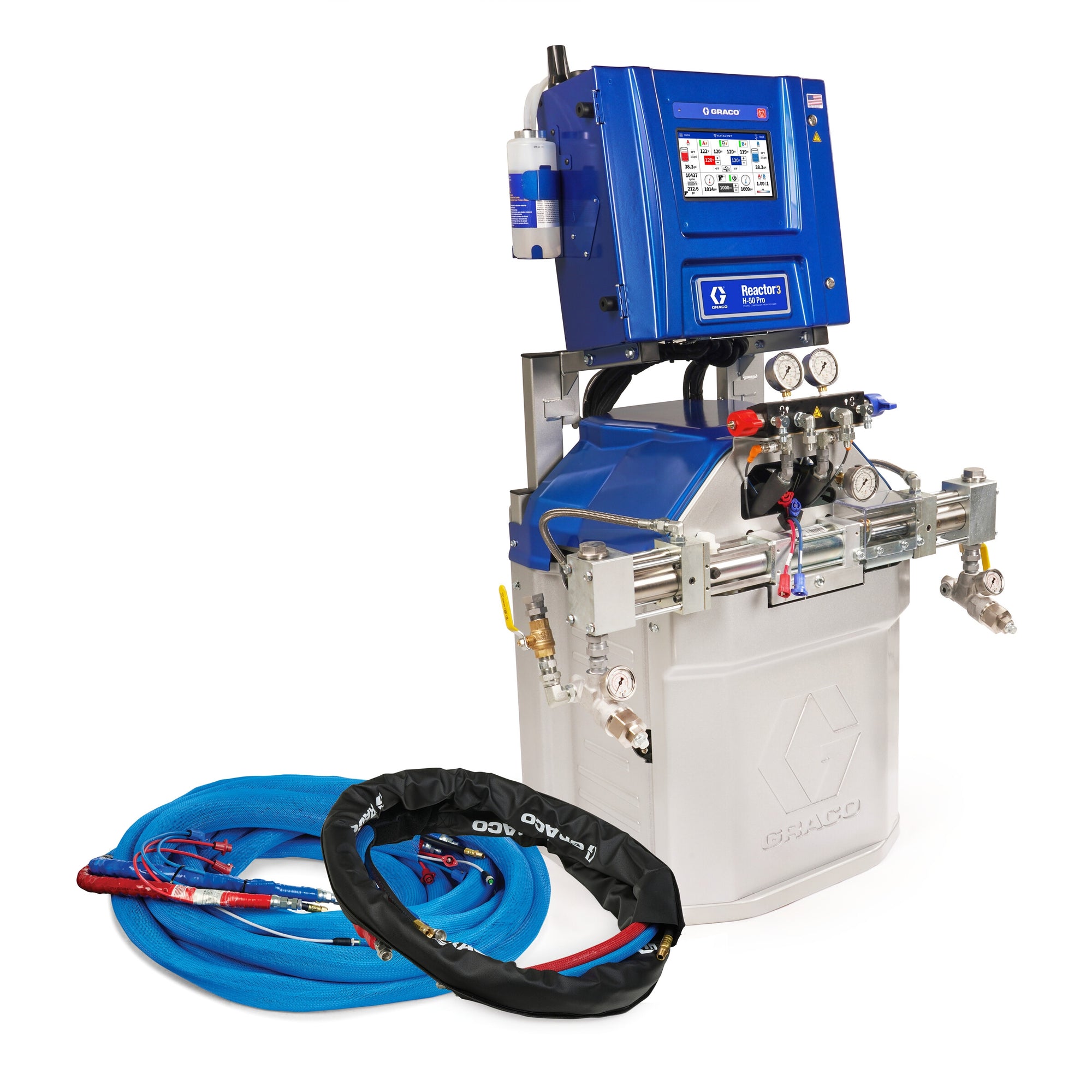 Reactor 3 H-50 Pro Tier Spray Foam Proportioner Package, 50 ft External Heated Hose, 10 ft Xcelerator Whip Hose, 230V, Graco Part ESR375