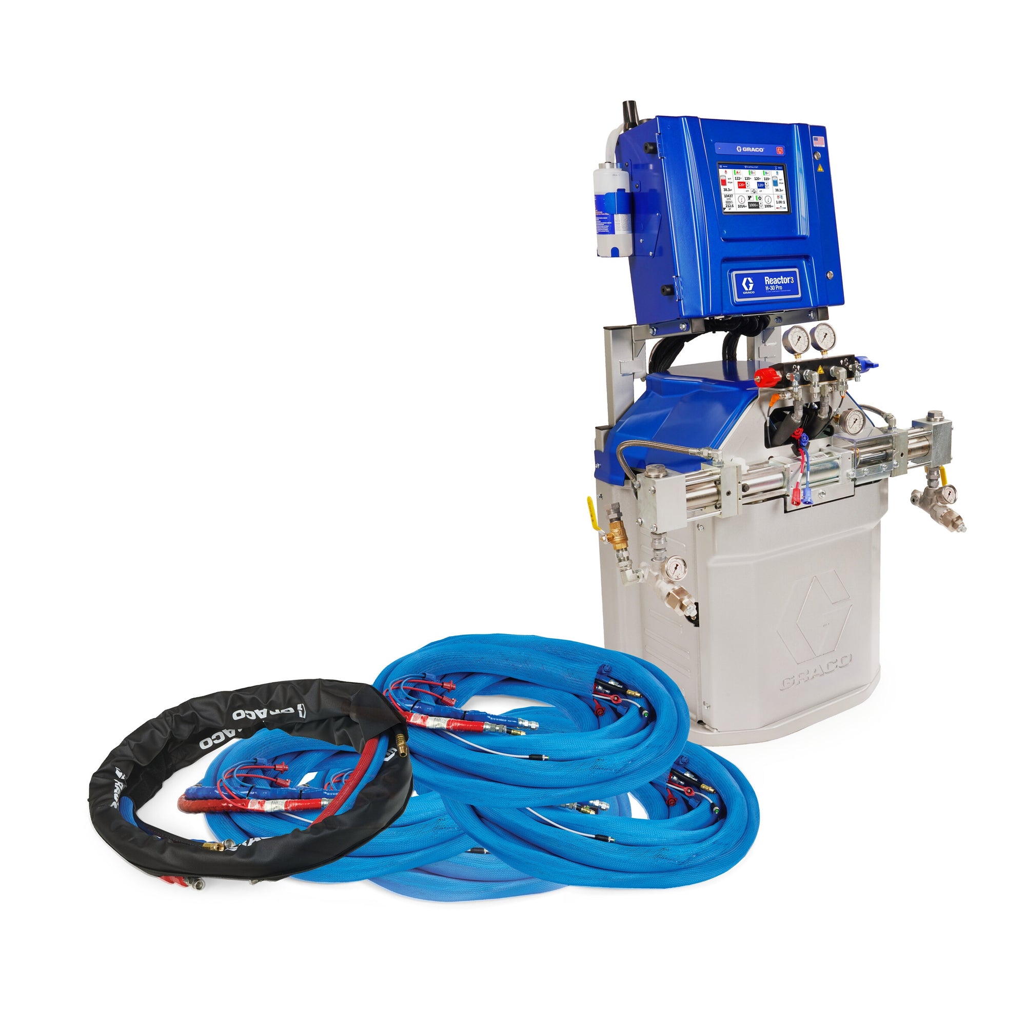 Reactor 3 H-30 Pro Tier Spray Foam Proportioner Package, 200 ft External Heated Hose, 10 ft Xcelerator Whip Hose, 60 Hz, Graco Part EHR355