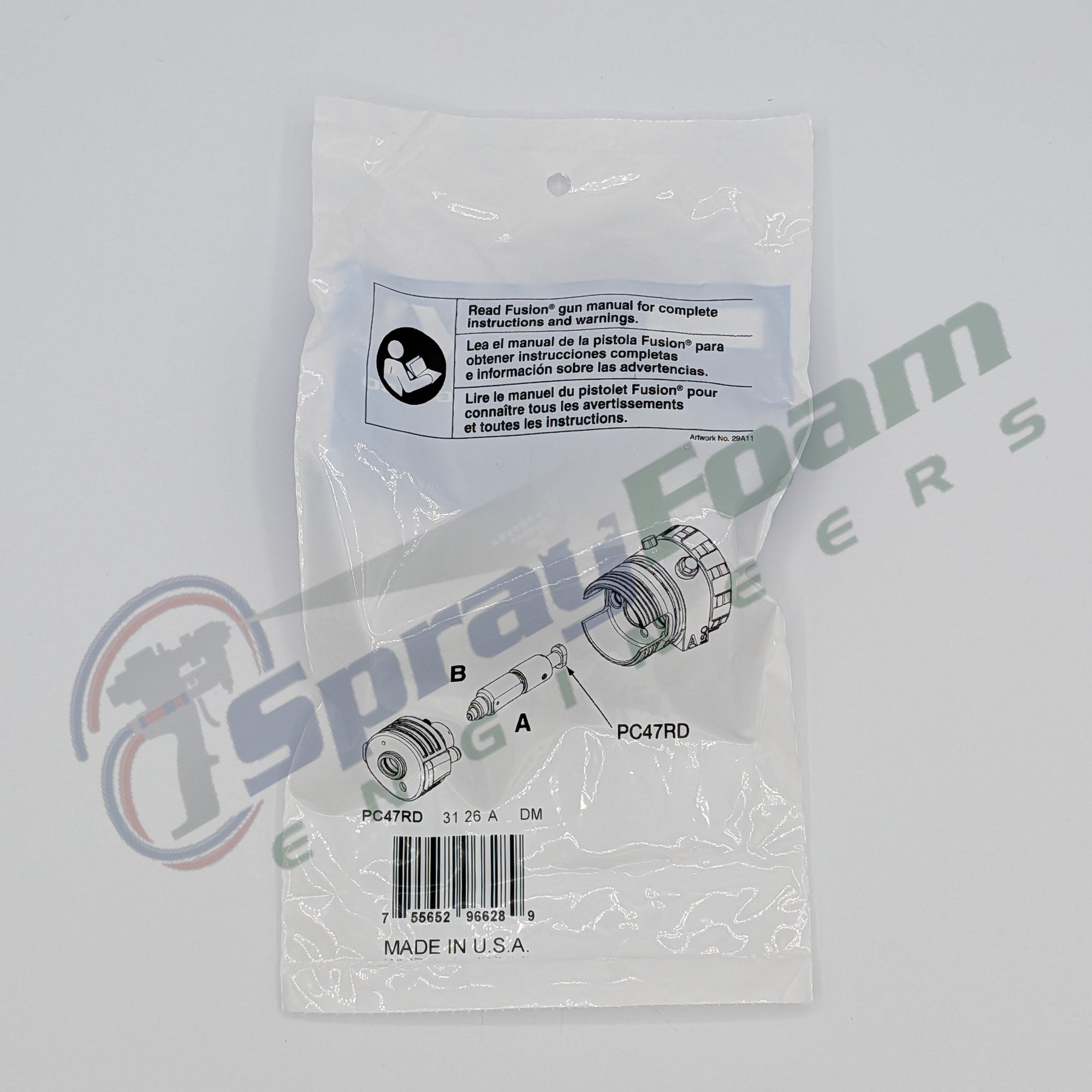Mixing Chamber - 0.047 orifice size (01-02) for Fusion PC, Graco Part PC47RD